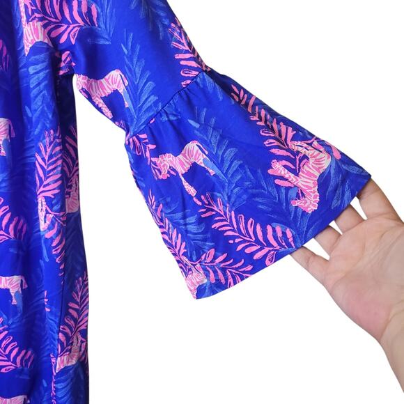 Lilly Pulitzer Teigen Tunic Dress in the Blue Dazzle Zebra Print Size Small - Picture 4 of 11